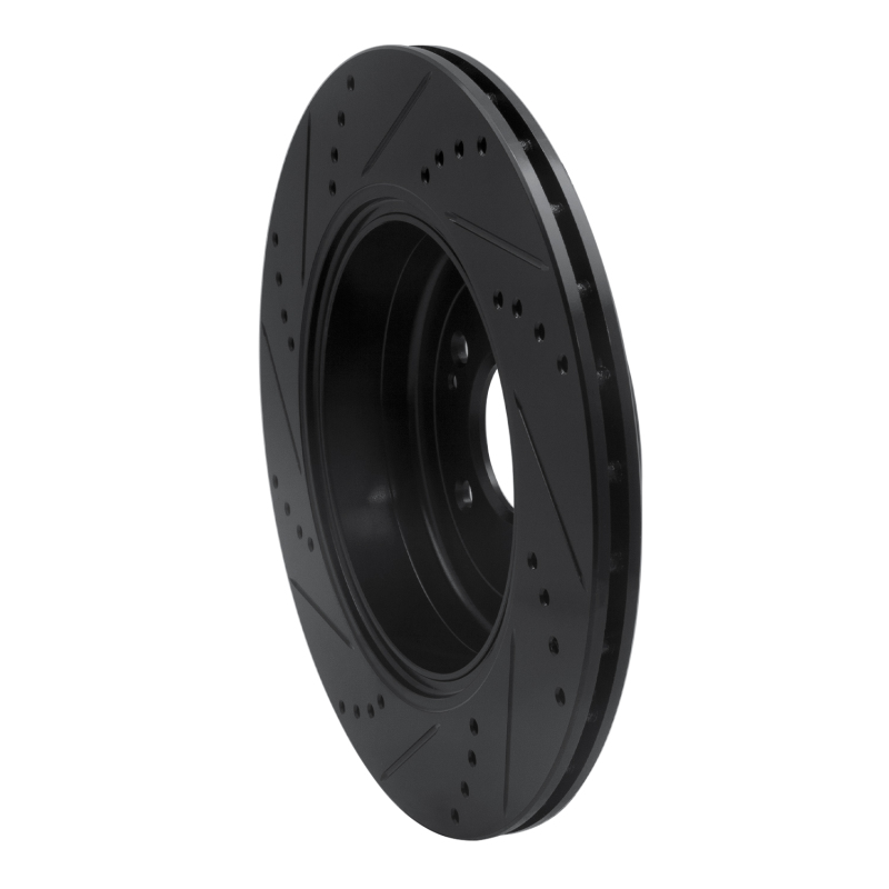 Hyundai Genesis Coupe Brake Rotor (1) - Rear Right - R1 Concepts - Drilled & Slotted - Black - `10-`16